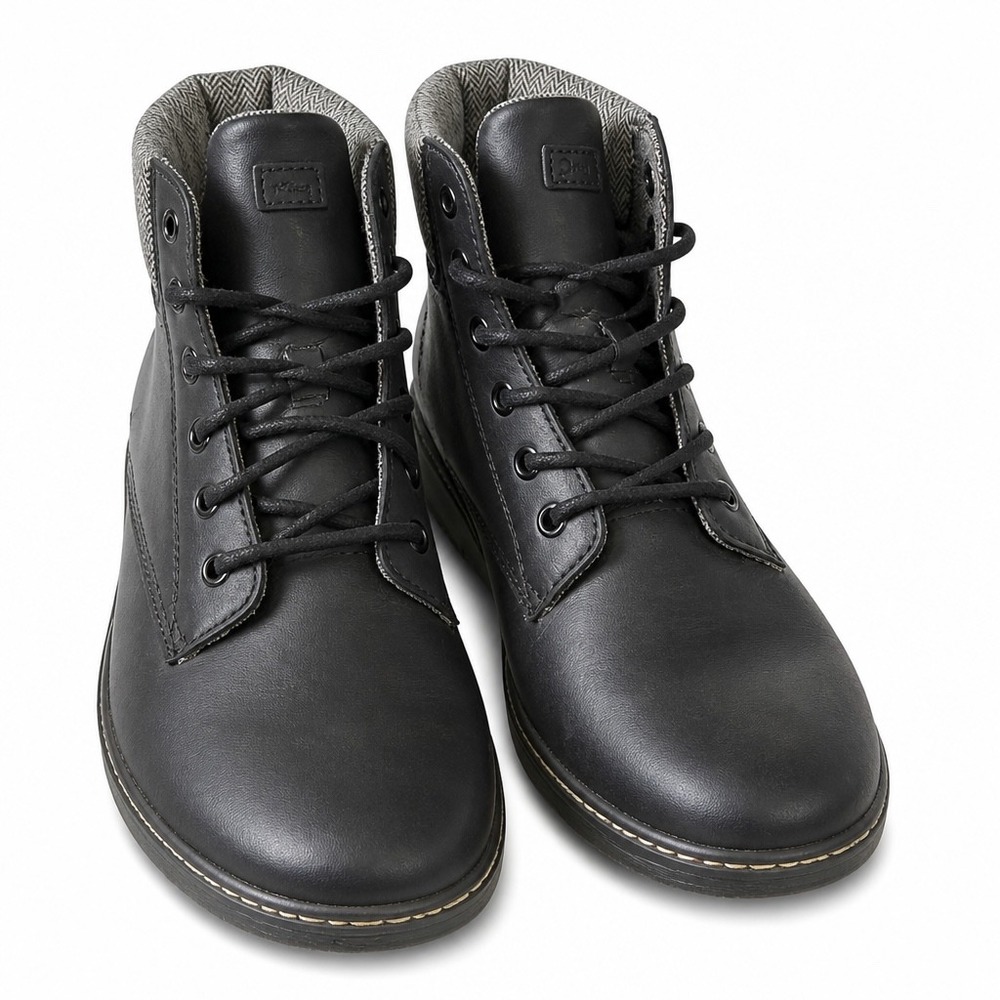 Dr. Martens Maelly Black Leather Herringbone Collar Ankle Boots JY004 Womens 8